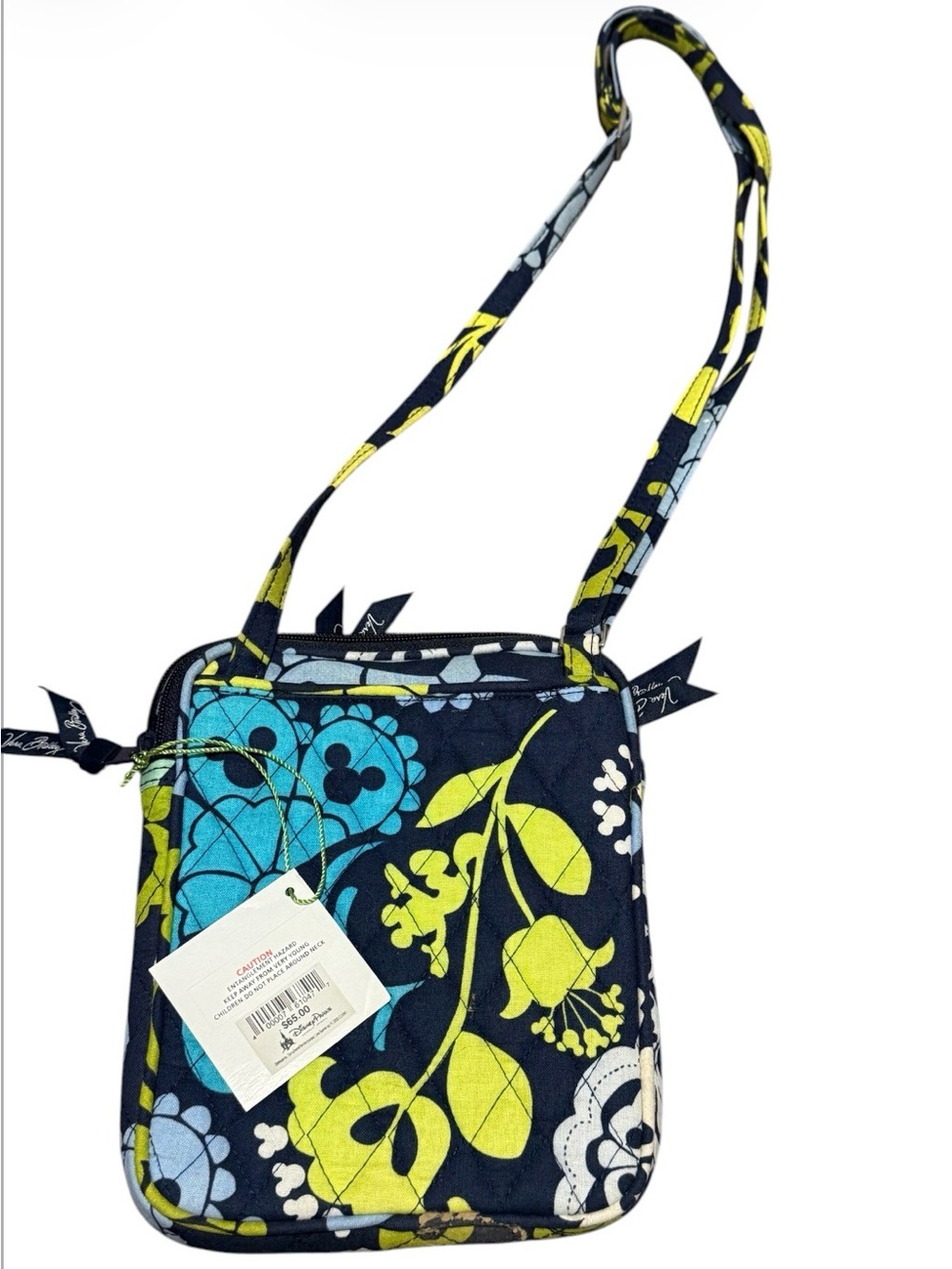 Walt Disney Mickey Vera Bradley Navy Floral Crossbody with Adjustable Strap NWT